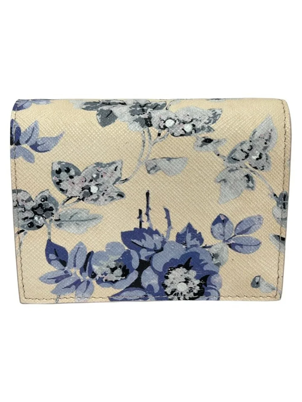 Prada Bifold Wallet Light Pink Light Purple Multi Floral Pattern Leather